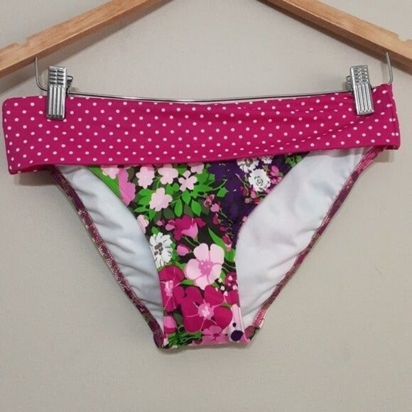 Freya  womens bikini swim bottom paradise floral fold over M Vacation Beach Y2k - Picture 1 of 7